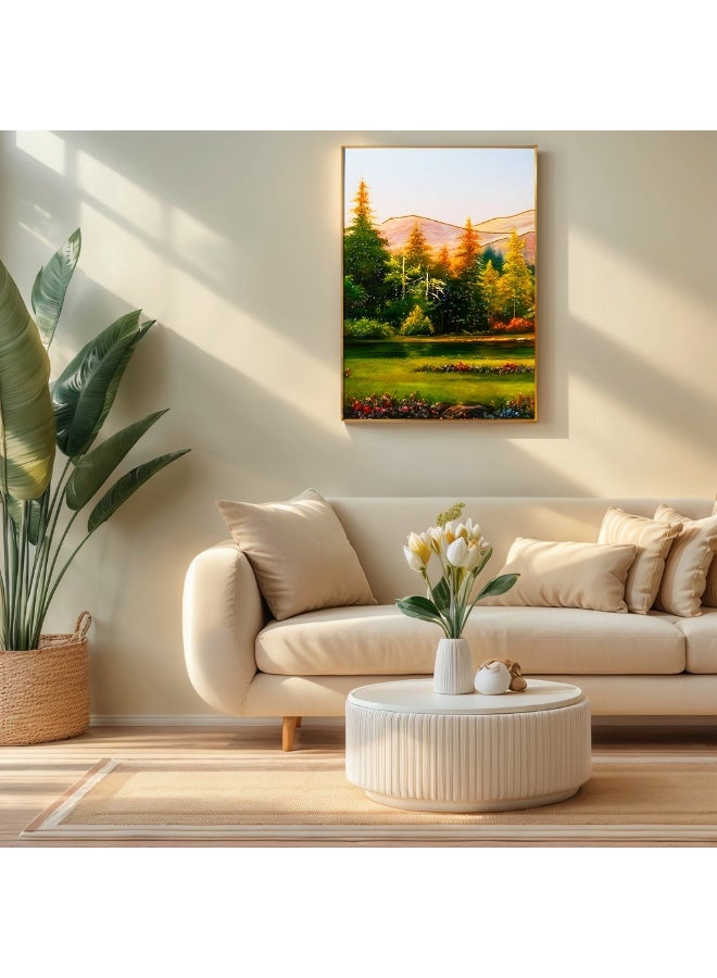لوحة فنية بلورية بحجم 50×70 سم مع راتنج، تفاصيل لامعة ورقائق ذهبية منظر طبيعي أنيق فن جداري فاخر عصري لغرفة المعيشة وغرفة النوم تأثير بارز ثلاثي الأبعاد - Image 3